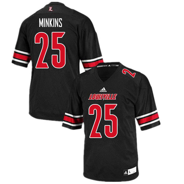 Men #25 Josh Minkins Louisville Cardinals College Football Jerseys Sale-Black
